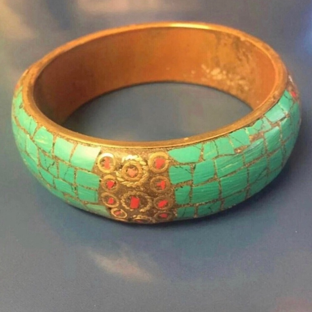 European boutique enamel Gold-Tone Bangle Bracelet